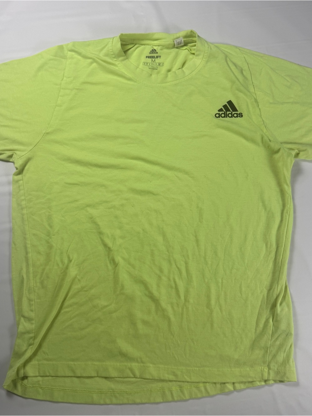 Adidas FreeLift Climalite Shirt Mens M Neon Lime Green Training Tee EUC